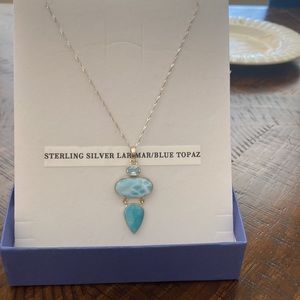 Larimar and blue topaz sterling necklace
